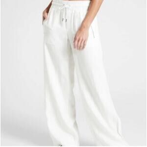 ATHLETA | Cabo White Linen Wide Leg Pants | Size 14 Resortwear Beach Pants